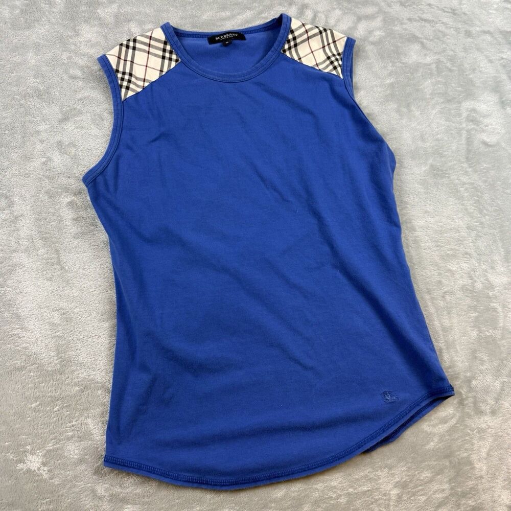 Burberry London Nova Check Sleeveless Top Blue Women’s Medium